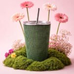Green Stainless Tumbler w Straw