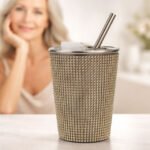 Gold Stainless Tumbler w Straw