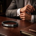 Hrmes Leather Titanium Bracelet