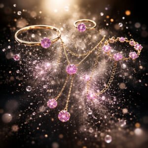 Lilac Rose Rose Gold Clover Bangle, Stud Earring, Lariat Necklace, Bracelet, & Ring Set