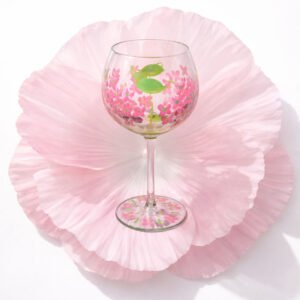 Red Floral Wine Glass