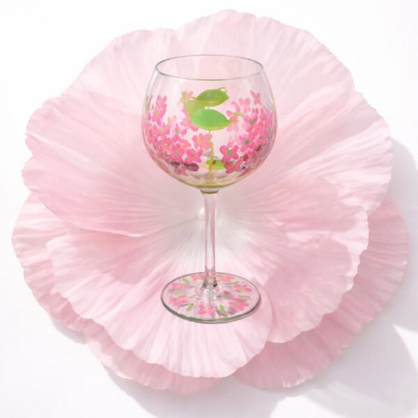 Red Floral Wine Glass