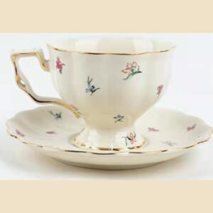Rose French Vintage Ceramic Teacup & Saucer