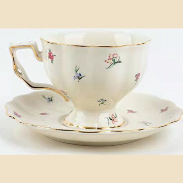 Rose French Vintage Ceramic Teacup & Saucer