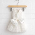 Backless white satin lined floral rose bud dress