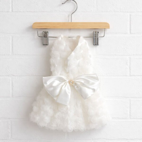 Backless white satin lined floral rose bud dress